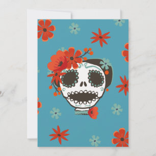 Carte Cute Crâne portant des fleurs