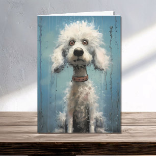 Carte Cute Crazy Goofy Blanc Abstrait Poodle Chien