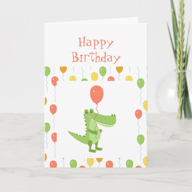 Carte Cute Crocodile Fun Animal Enfants Anniversaire de  (Devant)
