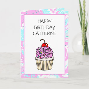 Carte Cute Cupcake Anniversaire personnalisé pour elle