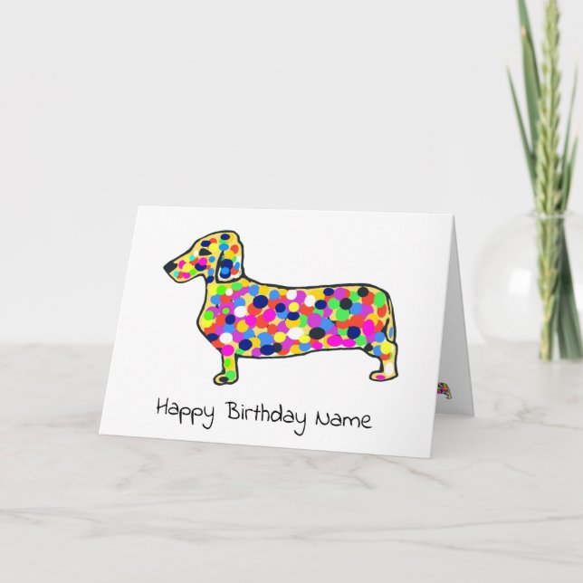 Carte Cute Daschund Chien Mosaic Anniversaire (Devant)
