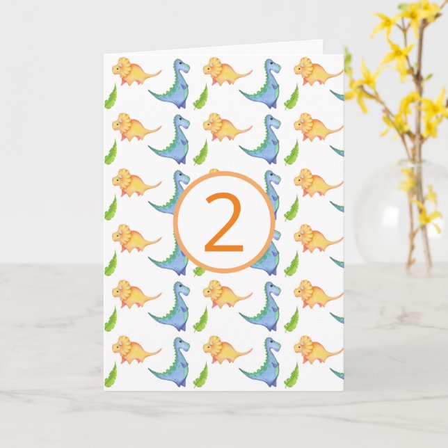 Carte Cute Dinosaur Anniversaire Garçon Ajouter Nom & Ag (Fleur jaune)