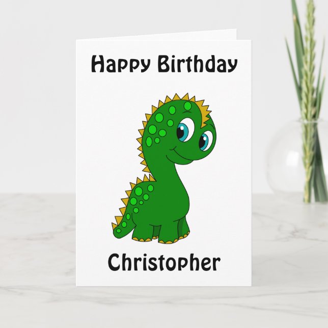 Carte Cute Dinosaur Anniversaire personnalisé (Devant)