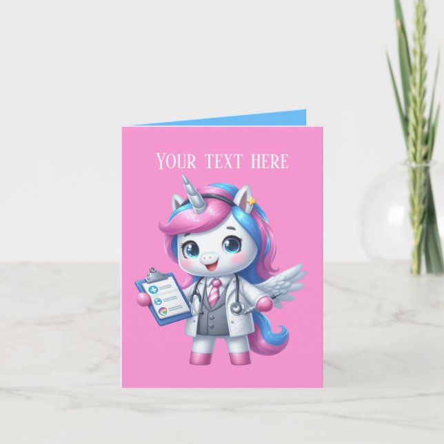 Carte Cute Doctor unicorn ajouter un message (Devant)
