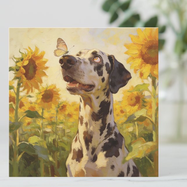 Carte Cute Dog Sunflower Birthday Any Occasion Card (Cute Dog Sunflower Birthday Any Occasion Card)