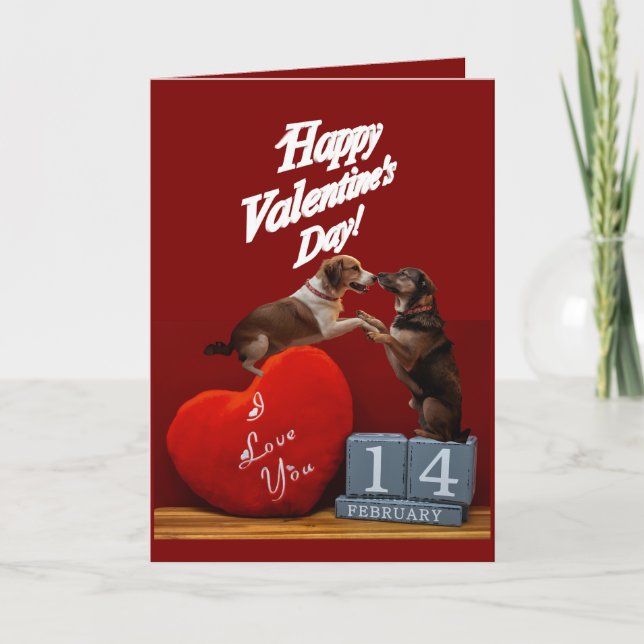 Carte Cute Dog Valentine’s Day Folded Greeting Card (Devant)