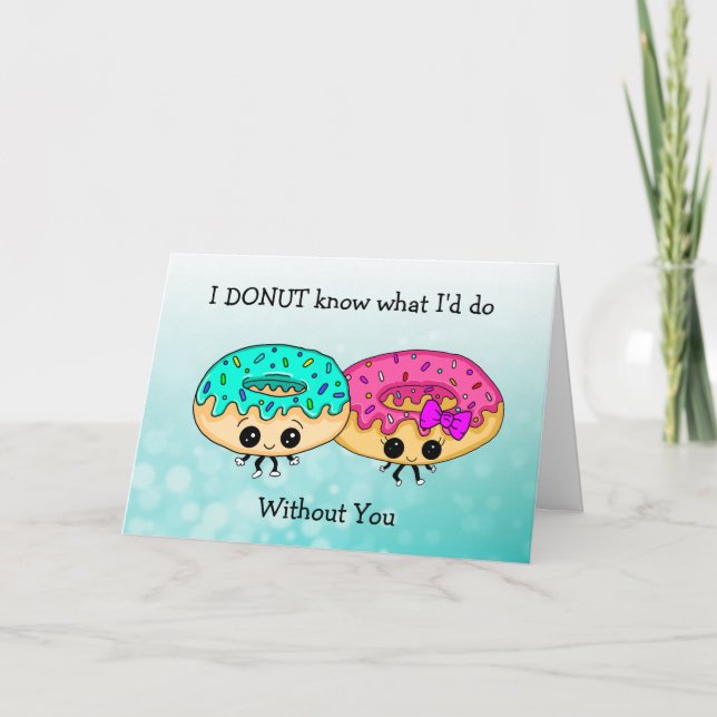 Carte Cute Donut Pun, Love You, Romantique du couple (Devant)