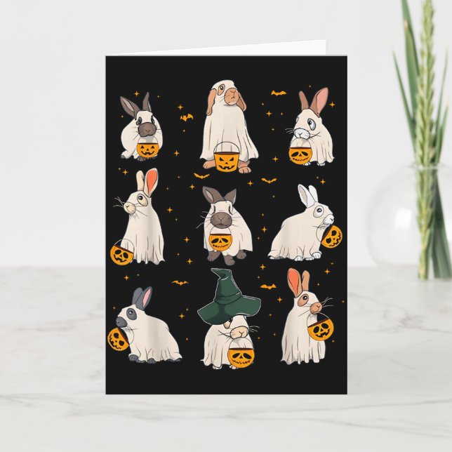 Carte Cute Fall Bunny Ghost Costume Rabbit Lover Soky Se (Devant)