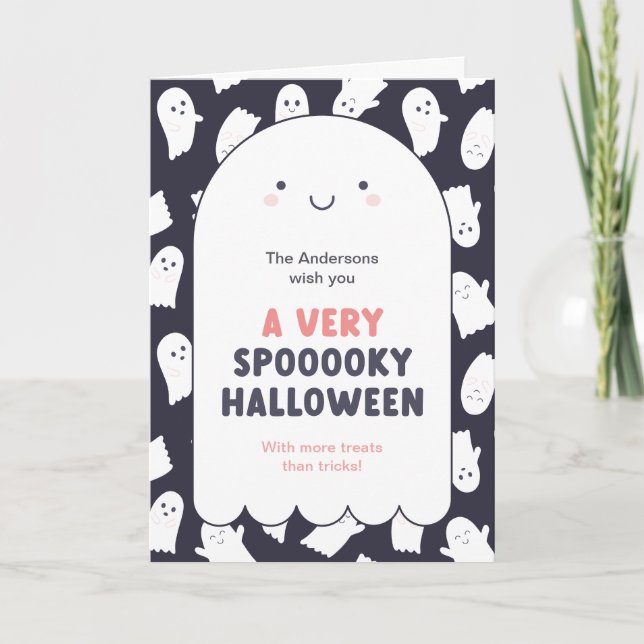 Carte Cute Fantôme Éffrayant Halloween (Devant)