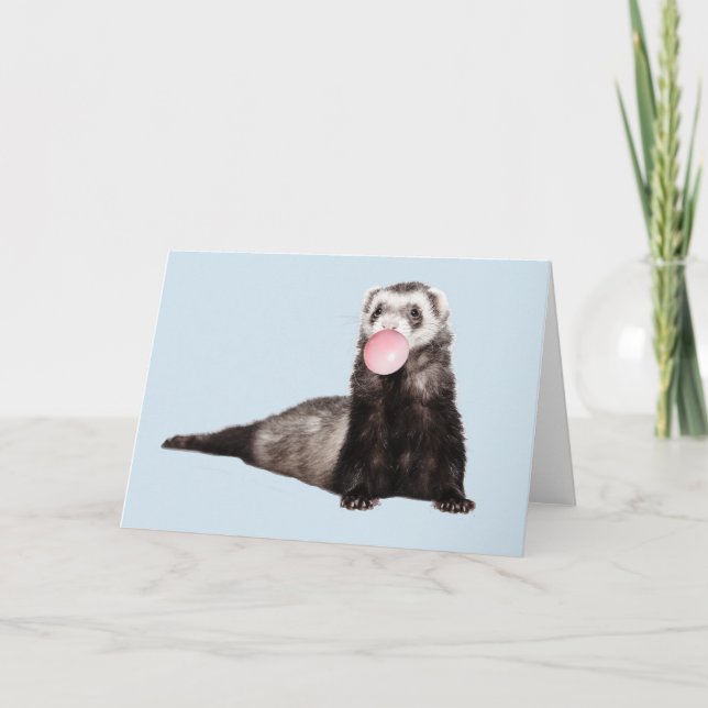 Carte Cute Ferret Polecat Animal Bubble Gum (Devant)