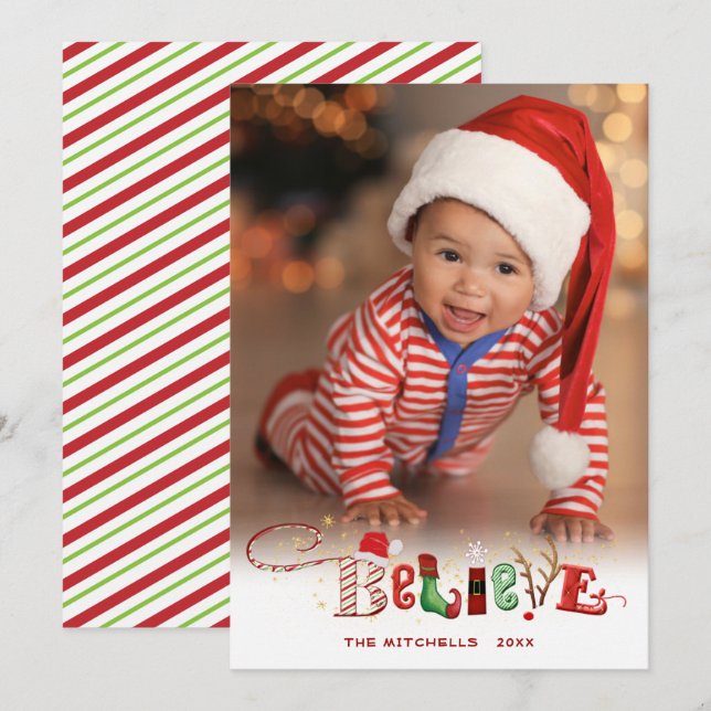 Carte Cute Festive CROIRE une photo Christmas Spirit (Devant / Derrière)