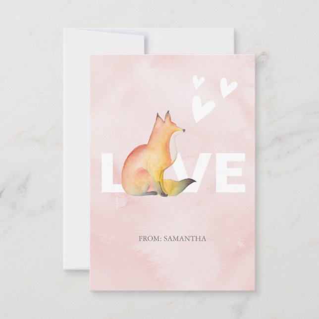 Carte Cute Fox et Hearts Classroom Valentine Card (Devant)