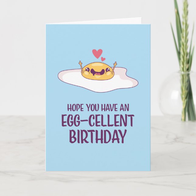 Carte Cute Fried Egg Pun Oeuf Violet Amusant Anniversair (Devant)