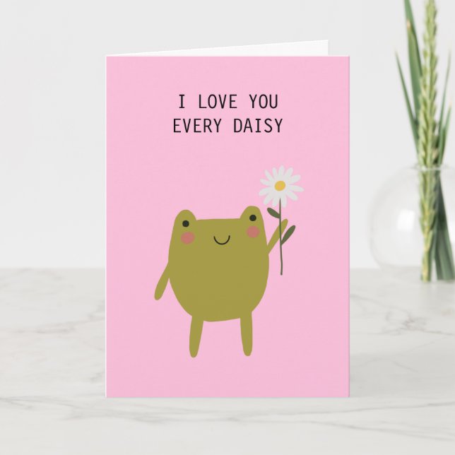 Carte Cute Frog Je T'Aime Chaque Jeu D'Amour Daisy (Devant)