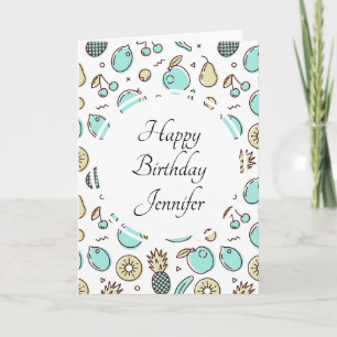 Carte Cute Fruit Motif Summery Thème Anniversaire