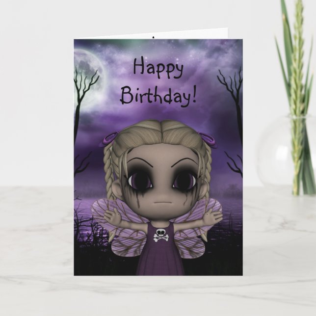 Carte Cute Fun Gothic Fairy Happy Birthday 1 (Devant)