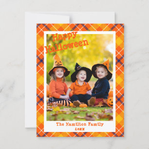 Carte Cute Fun Orange Motif personnalisé Photo Halloween