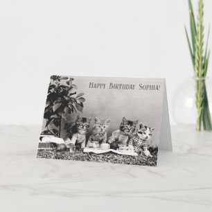 Carte Cute Funny Chat Vintage Anniversaire