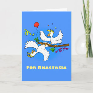 Carte Cute funny cockatoo birds cartoon