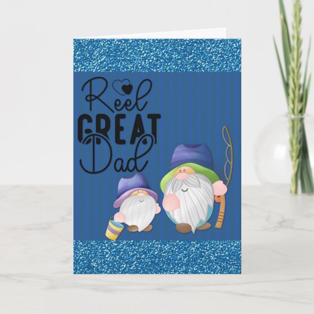 Carte Cute Funny Fête des pères Pêche Gnome (Devant)