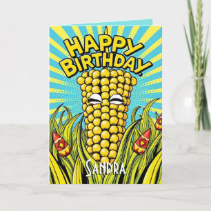 Carte Cute Funny Maize Joyeux anniversaire
