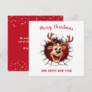 Carte Cute Funny Reindeer rompu à Noël