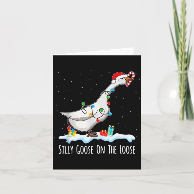 Carte Cute Funny Santa Duck Silly Goose On The Loose Chr (Devant)