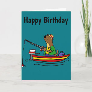 Carte Cute Funny Sea Otter Fishing Art