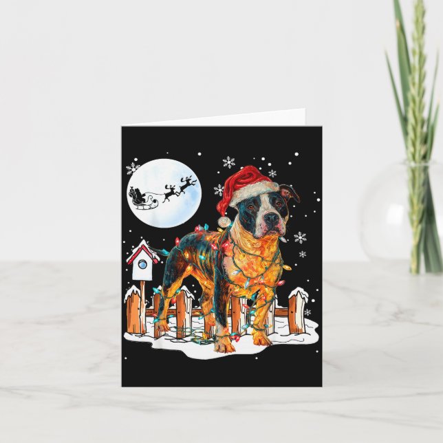 Carte Cute Funny Tbull Christmas Lights Santa Hat Holida (Devant)