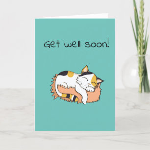 Carte Cute Get Well Bientôt Calico kitty