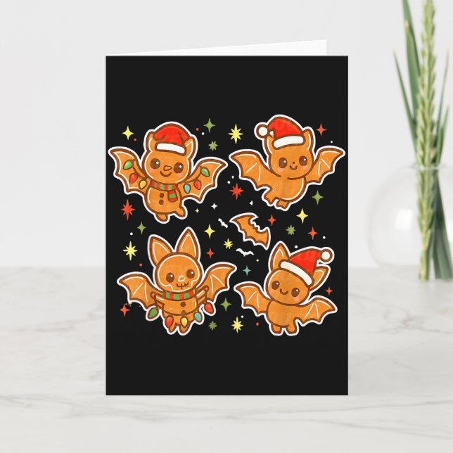 Carte Cute Gingerbread Bats Soky Christmas Cookie Graphi (Devant)