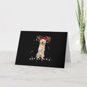 Carte Cute Golden Retriever Christmas Lights Reindeer
