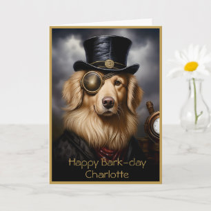 Carte Cute Golden Retriever Dans Chapeau Personnalisé No