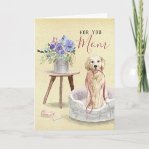 Carte Cute Golden Retriever Nom personnalisé Joyeux anni