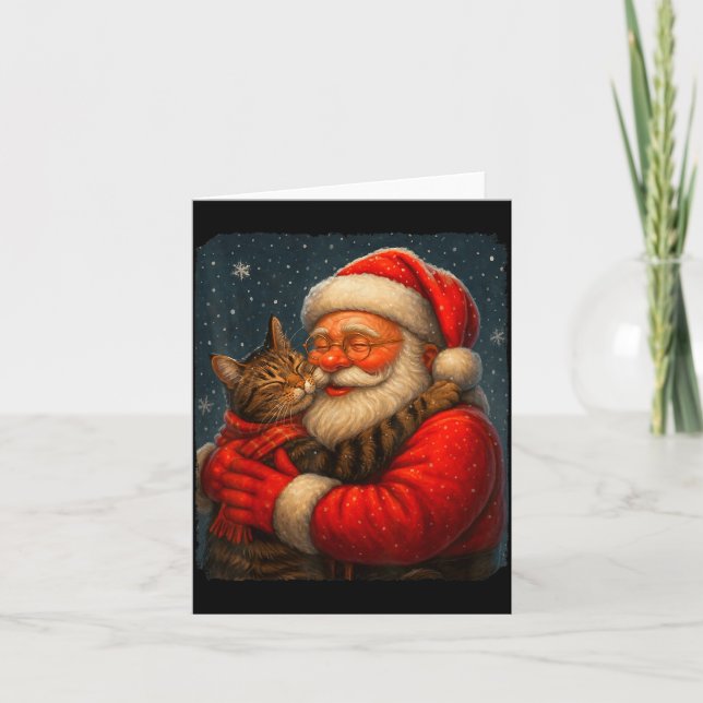 Carte Cute Graphic Santa Hug Cat Christmas Xmas Women Me (Devant)