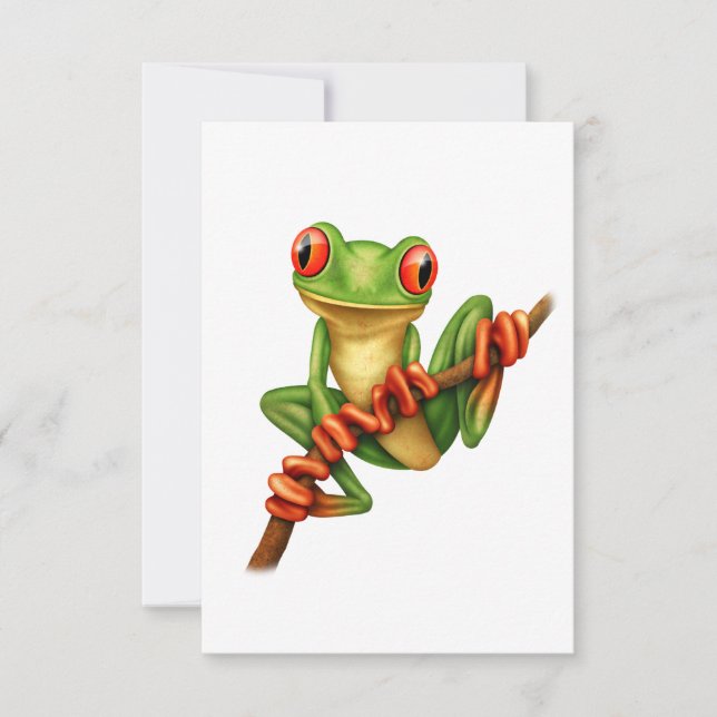 Carte Cute Grenouille verte sur une branche (Devant)