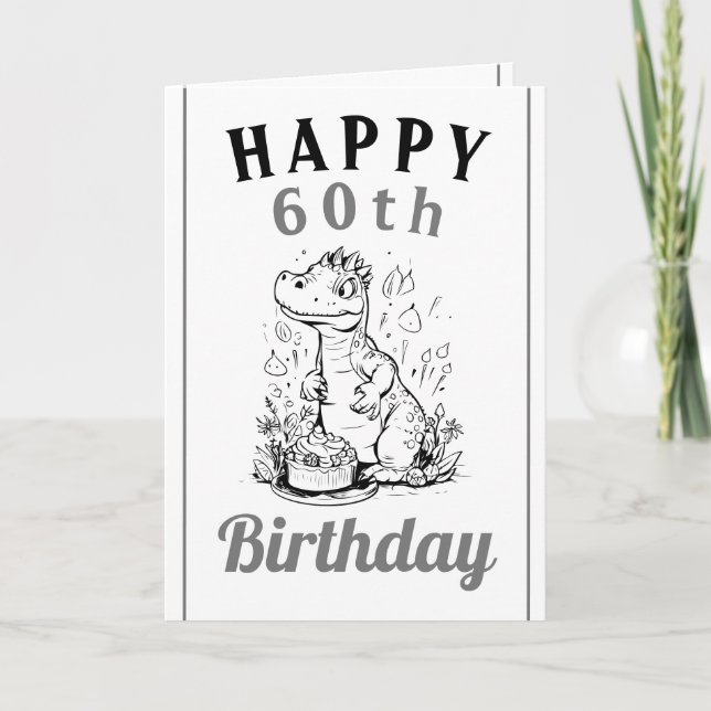Carte Cute Grey and White Trex Husband 60e anniversaire (Devant)