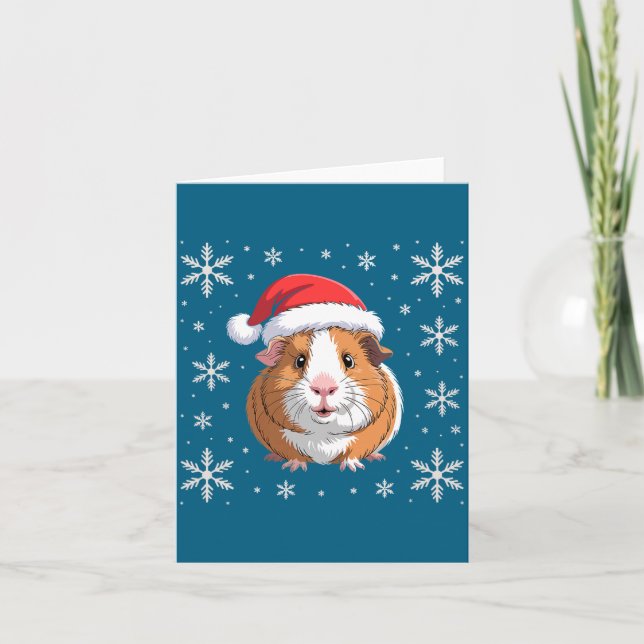 Carte Cute Guinea G Wearing Santa Hat Christmas Premium  (Devant)