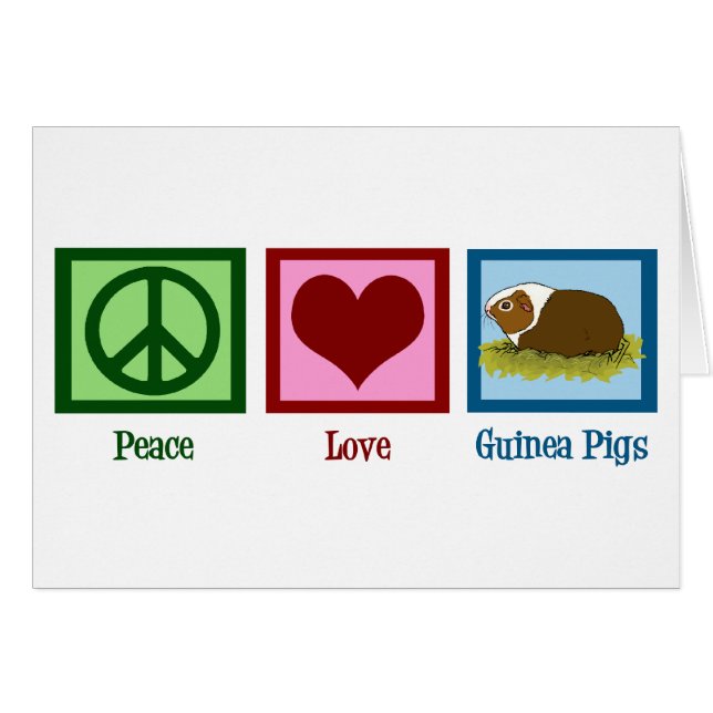 Carte Cute Guinea Pig Peace Love Guinée Pigs Card (Devant horizontal)