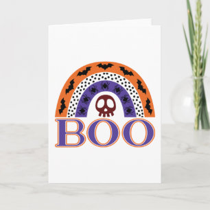 Carte Cute Halloween arc-en-ciel Effrayant Boo Crâne cha