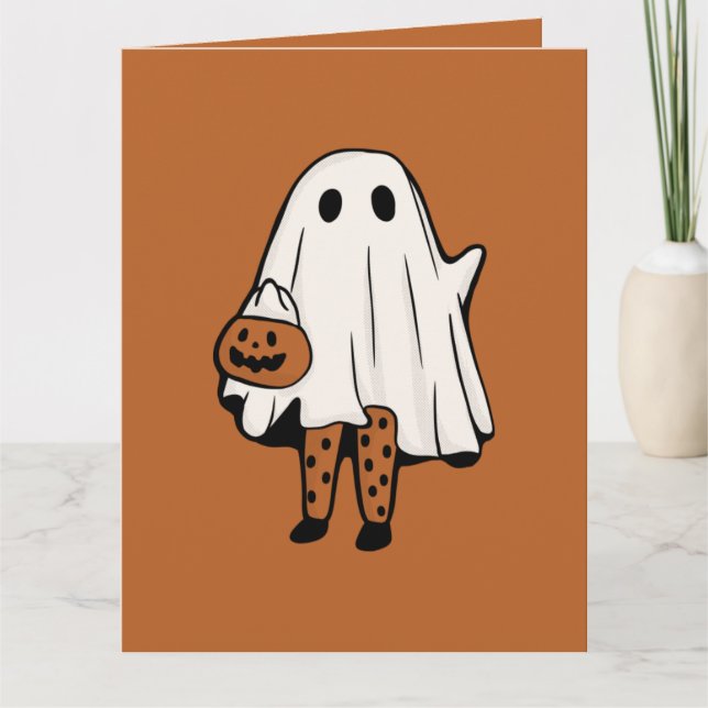 Carte Cute Halloween fantôme avec les bas Halloween (Devant)