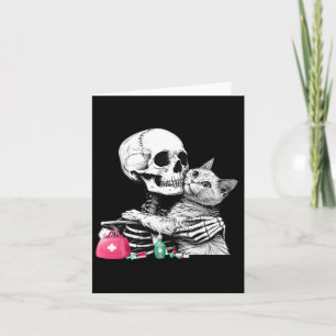 Carte Cute Halloween Squelette Hug Chat Vet Tech Vétérin