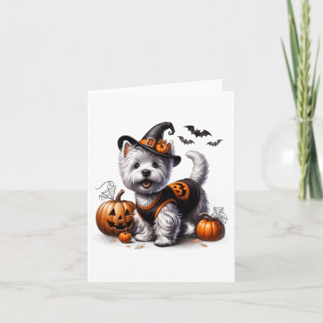 Carte Cute Halloween Westie Tee West Highland Terrier Do (Devant)