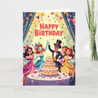 Carte Cute Happy Birthday masquerade theme