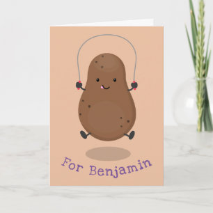 Carte Cute happy potato jumping rope cartoon