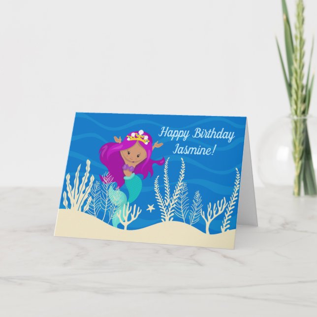 Carte Cute Hispanique Sirène Anniversaire Fille Enfants  (Devant)