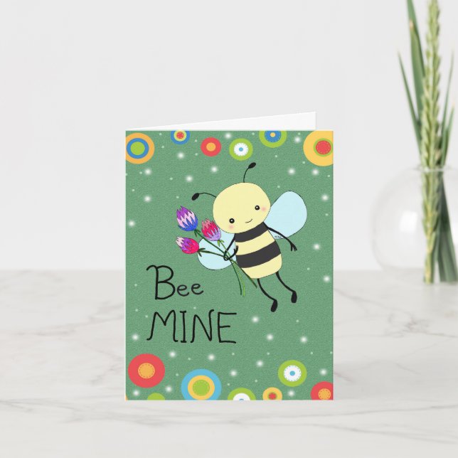 Carte Cute Honey Bee Easy Custom Message Valentines day (Devant)