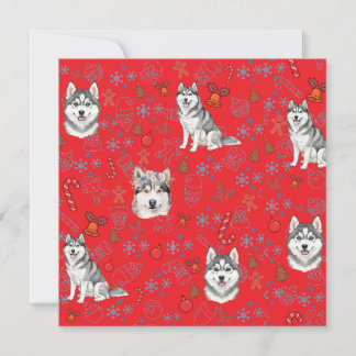 Carte Cute Husky Dog Christmas Winter Seamless Pattern 