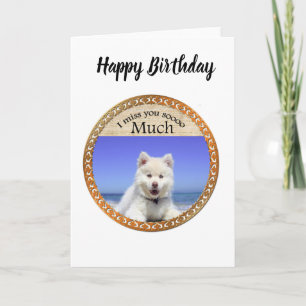 Carte Cute Husky's avec l'oeil bleu assis sur la plage