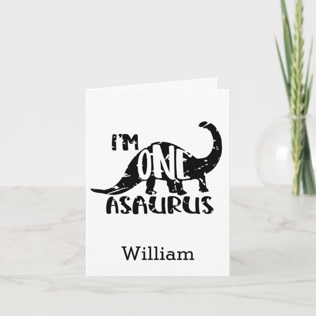 Carte Cute I'm One Asaurus Dinosaur 1er anniversaire (Devant)